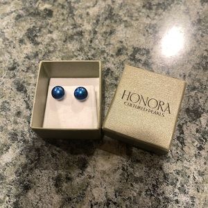 Honora blue pearl stud earrings